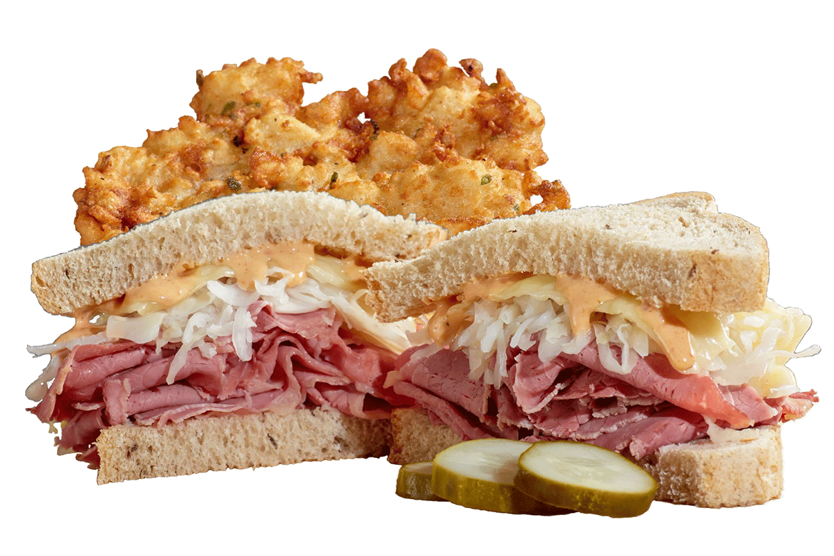 Izzys Worlds Best Reuben with Potato Pancake